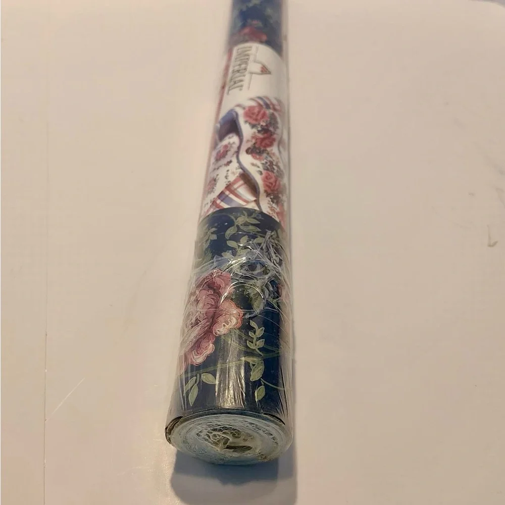 VTG Imperial Floral Prepasted Wallpaper Moody Romantic Cottagecore Blue Pink